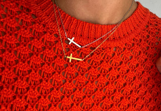 Medium Cross Necklace by Chansutt Pearls