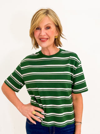 Maddox Tee in Pine Stripe by Dear John