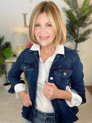 Styled by Val: Fit and Flare Trucker Jacket in Delacey