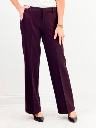 Kelsey High Rise Wide Leg Trouser in Dark Plum by Liverpool