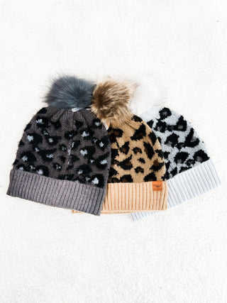 Snow Leopard Pom Hat