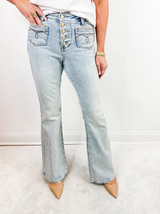 Happy Looks Good On You Flare by Judy Blue