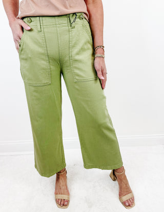 Stride Wide Leg Cargo Crop in Lotus by Liverpool
