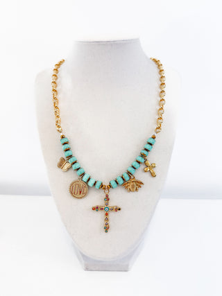 Jeweled Turquoise Charm Necklace by Scooples