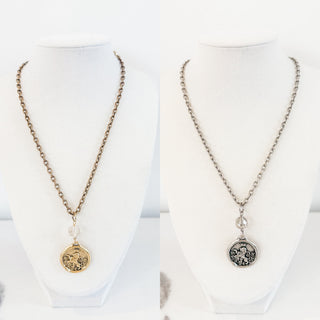 Lion Medallion Necklace by Belle Via