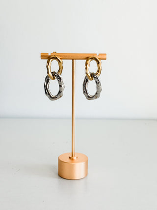 Gold and Silver Chain Earrings by Chansutt Pearls