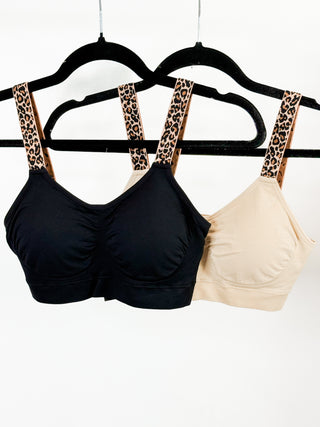 Leopard Padded Bralette- Brown Strap
