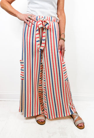 Between the Lines Pants in Red/Blue