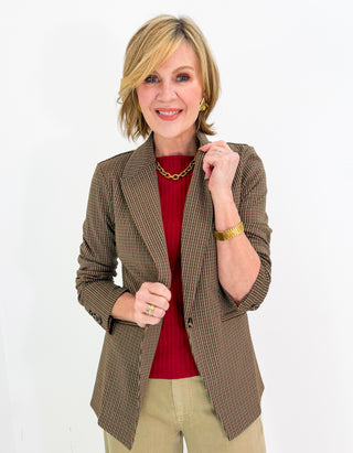 Fitted Cutaway Blazer in Olive Multi by Liverpool