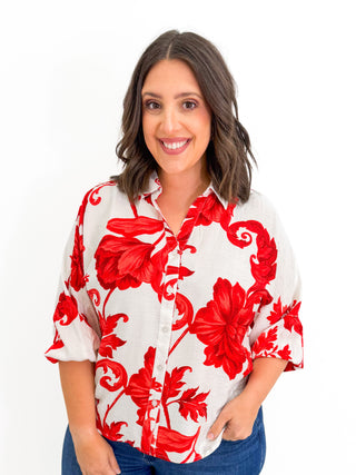 Falling for Florals Top in Red
