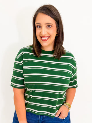 Maddox Tee in Pine Stripe by Dear John