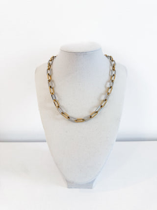 Two Tone Thick Paperclip Necklace by Pressie