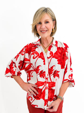 Falling for Florals Top in Red