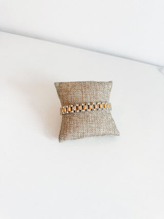Diamond Two Toned Watch Band Bracelet by Chansutt Pearls