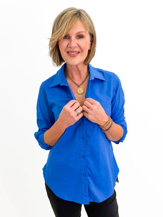 Polished in Poplin Top in Blue