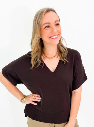 PREORDER SS V-Neck Dolman Sweater in Java by Liverpool