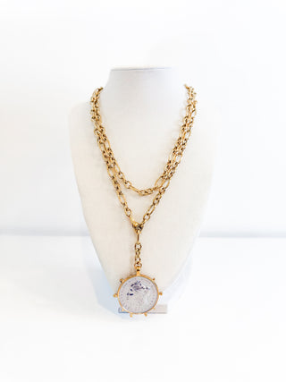 Two Toned Wrap Coin Necklace by Chansutt Pearls
