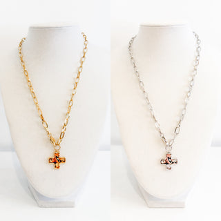 Paperclip Cross Necklace by Chansutt Pearls