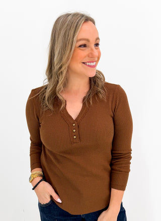 Textured Talk Top in Chocolate by Tribal