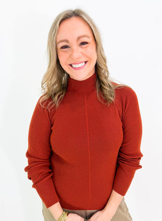 Flare Sleeve Turtleneck Sweater in Amber Rust by Liverpool