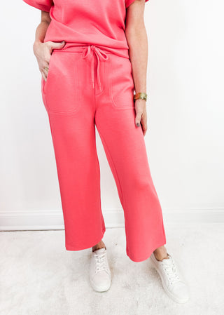 Pull On Wide Leg Crop in Sunset Coral by Liverpool