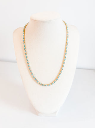 Turquoise & White Tennis Necklace by Sahira