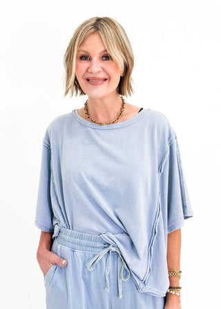 Don't Rush Me Top in Utility Blue