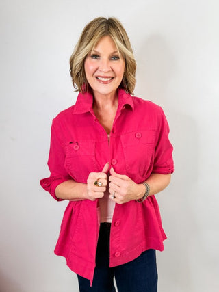 Relaxed Shacket in Diva Pink by Liverpool