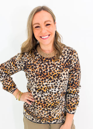 PREORDER LS Crew Neck Sweater in Java Multi Leopard by Liverpool