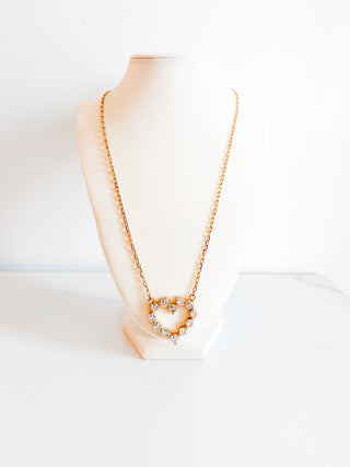 Large Diamond Heart Necklace by Chansutt Pearls