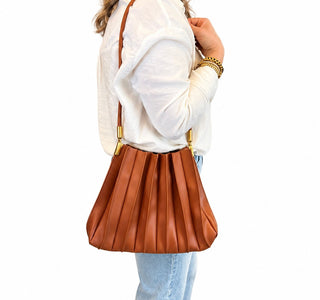 Pleat to Meet You Bag in Saddle