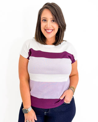 Stripe a Pose Sweater in Plum