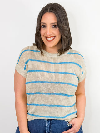 Sweet Stitch Stripe in Aqua