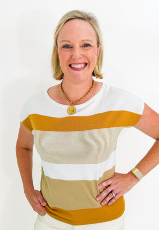 Stripe a Pose Sweater in Camel