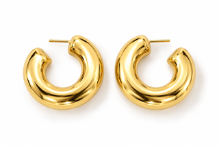 Chunky Gold Smooth Hoop by Chansutt Pearls