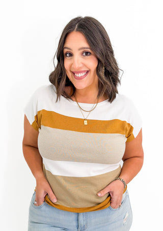 Stripe a Pose Sweater in Camel