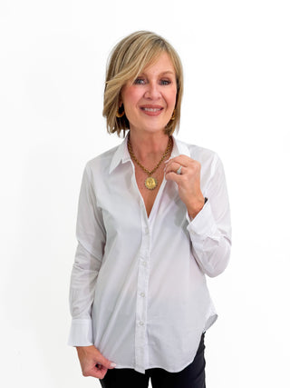 Polished in Poplin Top in White