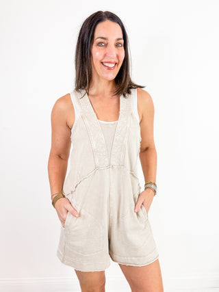 Day Dreaming Romper in Light Khaki