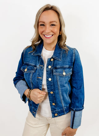 Bracelet Length High Cuff Trucker Jacket in West Ways by Liverpool