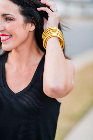 Gold All Weather Bangles by BuDhaGirl (set of 9)